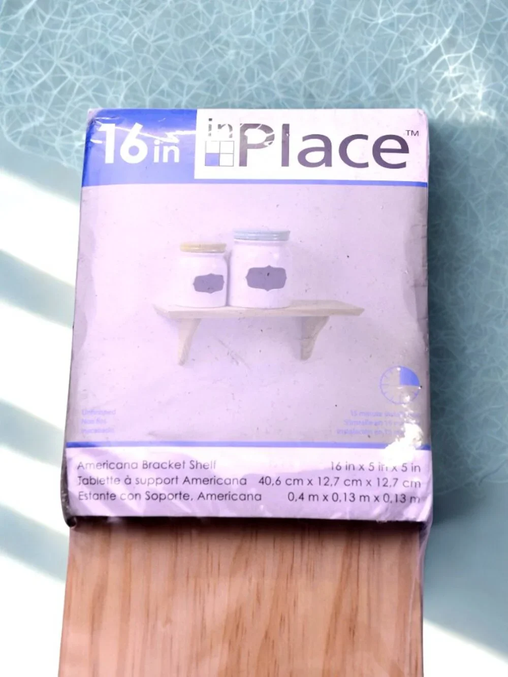 inPlace 16in Americana Bracket Shelf Unfinished Wood Wall Shelf 16 x 5 x 5 New